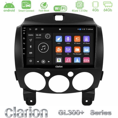 Clarion GL300+ Series 4Core Android ClarionOS 4+64GB Mazda 2 2008-2014 Navigation Multimedia Tablet 9"