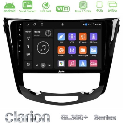 Clarion GL300+ Series 4Core Android ClarionOS 4+64GB Nissan Qashqai J11 (AUTO A/C) Navigation Multimedia Tablet 10"