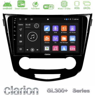 Clarion GL300+ Series 4Core Android ClarionOS 4+64GB Nissan Qashqai J11 (Manual A/C) Navigation Multimedia Tablet 10"