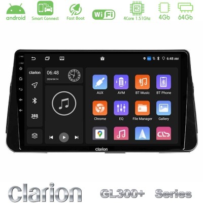 Clarion GL300+ Series 4Core Android ClarionOS 4+64GB Nissan Micra K14 Navigation Multimedia Tablet 9"