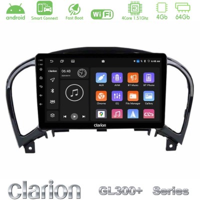 Clarion GL300+ Series 4Core Android ClarionOS 4+64GB Nissan Juke Navigation Multimedia Tablet 9"