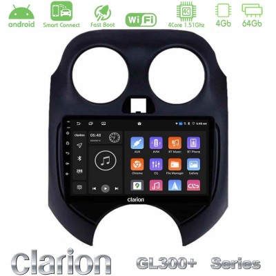 Clarion GL300+ Series 4Core Android ClarionOS 4+64GB Nissan Micra 2011-2014 Navigation Multimedia Tablet 9"