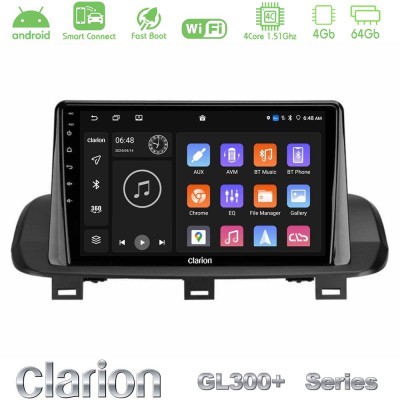 Clarion GL300+ Series 4Core Android ClarionOS 4+64GB Nissan Qashqai J12 amp X-Trail T33 Navigation Multimedia Tablet 10"