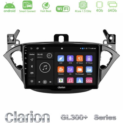 Clarion GL300+ Series 4Core Android ClarionOS 4+64GB Opel Corsa E/Adam Navigation Multimedia Tablet 9"