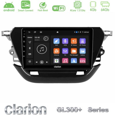 Clarion GL300+ Series 4Core Android ClarionOS 4+64GB Opel Corsa F 2019-2023 Navigation Multimedia Tablet 9"