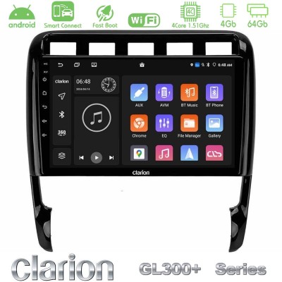 Clarion GL300+ Series 4Core Android ClarionOS 4+64GB Porsche Cayenne 2003-2010 Navigation Multimedia Tablet 9"