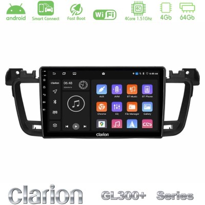 Clarion GL300+ Series 4Core Android ClarionOS 4+64GB Peugeot 508 2010-2018 Navigation Multimedia Tablet 9"