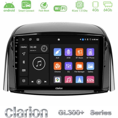 Clarion GL300+ Series 4Core Android ClarionOS 4+64GB Renault Koleos 2007-2015 Navigation Multimedia Tablet 9"