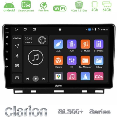 Clarion GL300+ Series 4Core Android ClarionOS 4+64GB Renault Clio 5 2020-2025 Navigation Multimedia Tablet 9"