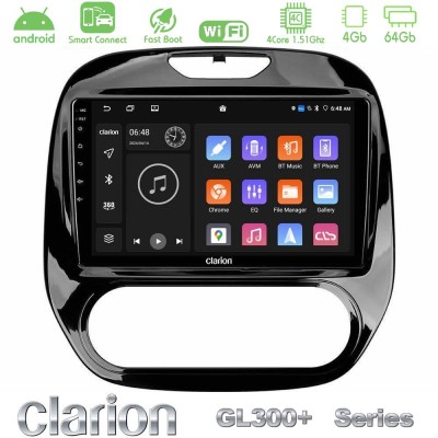 Clarion GL300+ Series 4Core Android ClarionOS 4+64GB Renault Captur 2013-2019 (Manual AC) Navigation Multimedia Tablet 9"