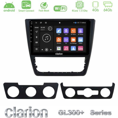 Clarion GL300+ Series 4Core Android ClarionOS 4+64GB Skoda Yeti 2009- Navigation Multimedia Tablet 10"