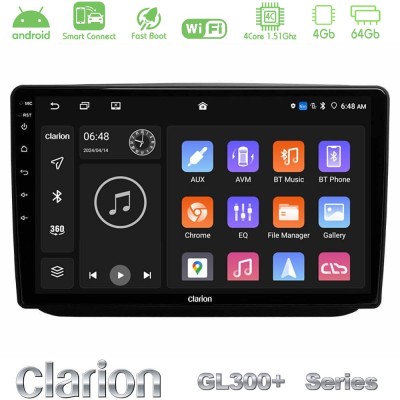Clarion GL300+ Series 4Core Android ClarionOS 4+64GB Skoda Fabia 2007-2014 Navigation Multimedia Tablet 10"