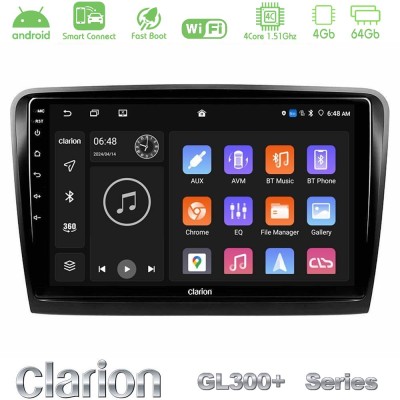 Clarion GL300+ Series 4Core Android ClarionOS 4+64GB Skoda Superb 2008-2015 Navigation Multimedia Tablet 10"