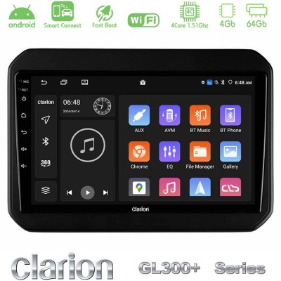 Clarion GL300+ Series 4Core Android ClarionOS 4+64GB Suzuki Ignis Navigation Multimedia Tablet 9"