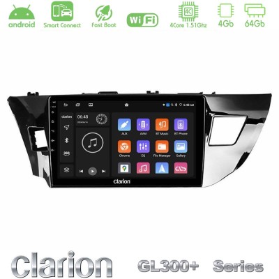 Clarion GL300+ Series 4Core Android ClarionOS 4+64GB Toyota Corolla 2014-2016 Navigation Multimedia Tablet 9"