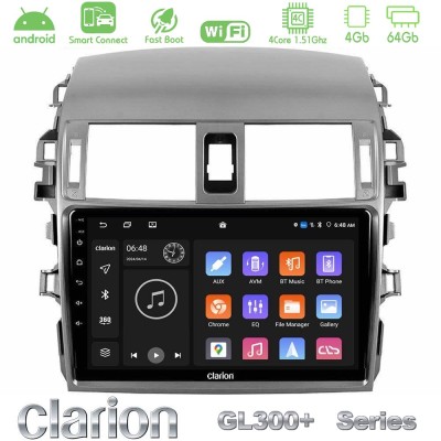 Clarion GL300+ Series 4Core Android ClarionOS 4+64GB Toyota Corolla 2008-2010 Navigation Multimedia Tablet 9"