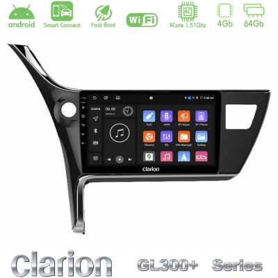 Clarion GL300+ Series 4Core Android ClarionOS 4+64GB Toyota Corolla 2017-2018 Navigation Multimedia Tablet 10"