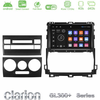 Clarion GL300+ Series 4Core Android ClarionOS 4+64GB Toyota Land Cruiser J120 2002-2009 Navigation Multimedia Tablet 9"