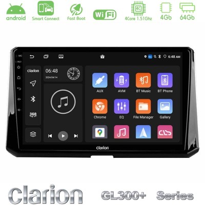 Clarion GL300+ Series 4Core Android ClarionOS 4+64GB Toyota Corolla 2019-2022 Navigation Multimedia Tablet 10"