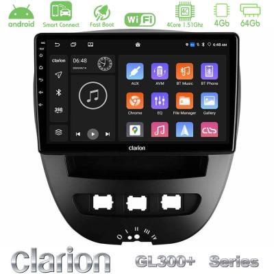 Clarion GL300+ Series 4Core Android ClarionOS 4+64GB Toyota Aygo/Citroen C1/Peugeot 107 Navigation Multimedia Tablet 10"