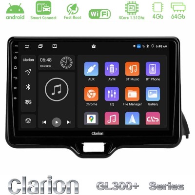 Clarion GL300+ Series 4Core Android ClarionOS 4+64GB Toyota Yaris 2020- Navigation Multimedia Tablet 9"