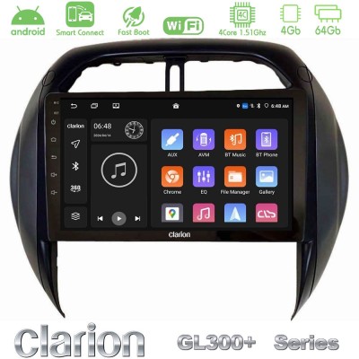 Clarion GL300+ Series 4Core Android ClarionOS 4+64GB Toyota RAV4 2001-2005 (Auto A/C) Navigation Multimedia Tablet 9"
