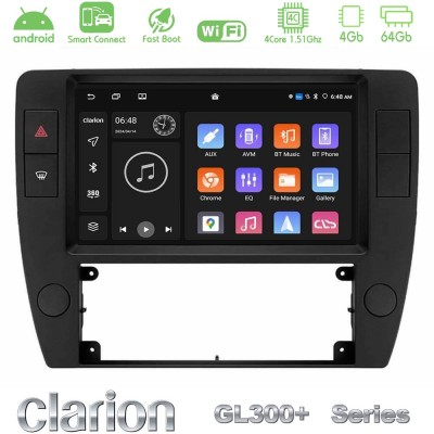 Clarion GL300+ Series 4Core Android ClarionOS 4+64GB VW Passat B5 2001-2005 Navigation Multimedia Tablet 9"