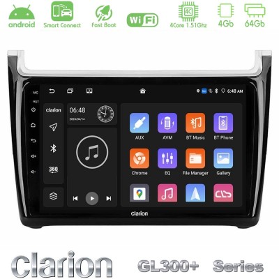 Clarion GL300+ Series 4Core Android ClarionOS 4+64GB Vw Polo Navigation Multimedia Tablet 9"