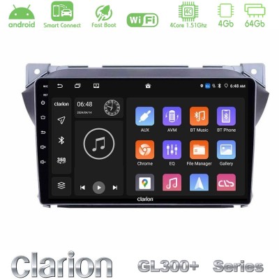 Clarion GL300+ Series 4Core Android ClarionOS 4+64GB Suzuki Alto amp Nissan Pixo Navigation Multimedia Tablet 9"