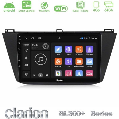 Clarion GL300+ Series 4Core Android ClarionOS 4+64GB Vw Tiguan 2016-2022 Navigation Multimedia Tablet 10"