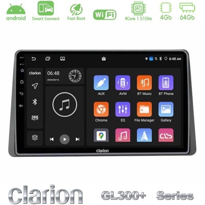 Clarion GL300+ Series 4Core Android ClarionOS 4+64GB Renault Arkana 2019- Navigation Multimedia Tablet 10"