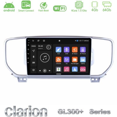 Clarion GL300+ Series 4Core Android ClarionOS 4+64GB Kia Sportage 2016-2018 Navigation Multimedia Tablet 9"