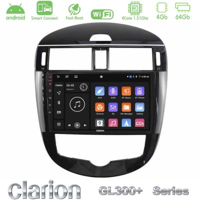 Clarion GL300+ Series 4Core Android ClarionOS 4+64GB Nissan Pulsar 2015-2018 Navigation Multimedia Tablet 9"