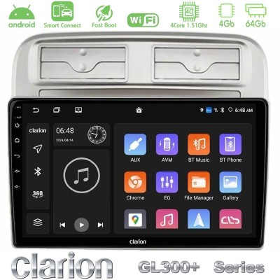 Clarion GL300+ Series 4Core Android ClarionOS 4+64GB Fiat Grande Punto 2006-2011 Navigation Multimedia Tablet 9"