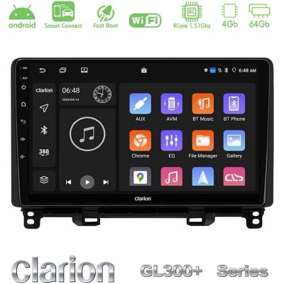 Clarion GL300+ Series 4Core Android ClarionOS 4+64GB Honda Jazz 2021-2025 Navigation Multimedia Tablet 9"