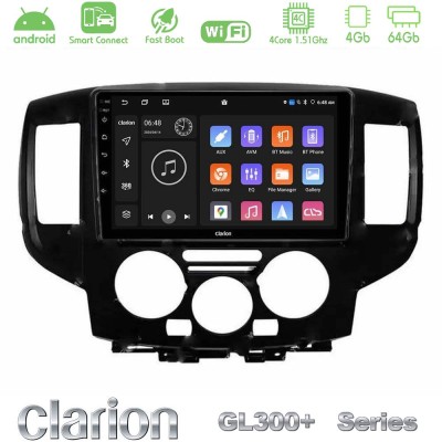 Clarion GL300+ Series 4Core Android ClarionOS 4+64GB Nissan NV200 Navigation Multimedia Tablet 9" (Μαύρο)
