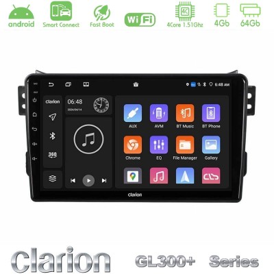 Clarion GL300+ Series 4Core Android ClarionOS 4+64GB Suzuki Splash & Opel Agila 2008-2014 Navigation Multimedia Tablet 9"