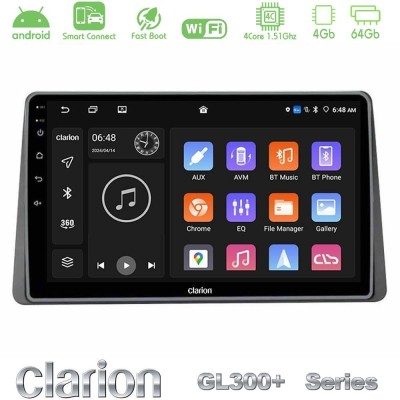 Clarion GL300+ Series 4Core Android ClarionOS 4+64GB Dacia Duster 2022- Navigation Multimedia Tablet 9"