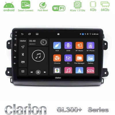 Clarion GL300+ Series 4Core Android ClarionOS 4+64GB Citroen/Fiat/Opel Navigation Multimedia Tablet 9"