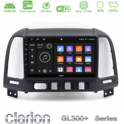 Clarion GL300+ Series 4Core Android ClarionOS 4+64GB Hyundai Santa Fe 2006-2013 Navigation Multimedia Tablet 9"