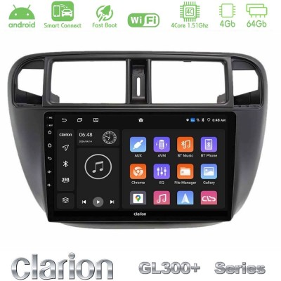 Clarion GL300+ Series 4Core Android ClarionOS 4+64GB Honda Civic 1995-2001 Navigation Multimedia Tablet 9"