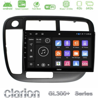 Clarion GL300+ Series 4Core Android ClarionOS 4+64GB Honda Civic 1995-2001 Navigation Multimedia Tablet 9"