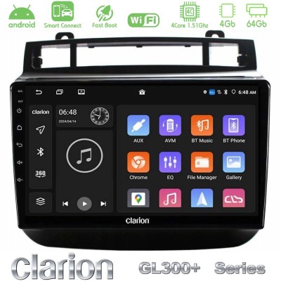 Clarion GL300+ Series 4Core Android ClarionOS 4+64GB VW Touareg 2011-2018 Navigation Multimedia Tablet 9"