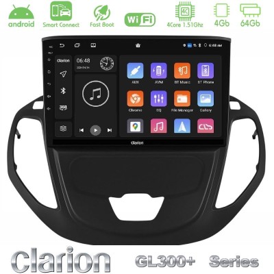 Clarion GL300+ Series 4Core Android ClarionOS 4+64GB Ford Courier 2015-2023 Navigation Multimedia Tablet 9"
