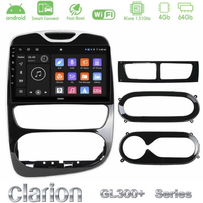 Clarion GL300+ Series 4Core Android ClarionOS 4+64GB Renault Clio 2012-2019 Navigation Multimedia Tablet 9"