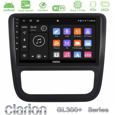 Clarion GL300+ Series 4Core Android ClarionOS 4+64GB VW Scirocco 2008-2014 Navigation Multimedia Tablet 9" (Μαύρο Χρώμα)