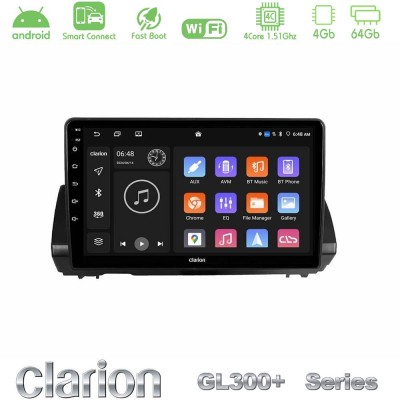 Clarion GL300+ Series 4Core Android ClarionOS 4+64GB Dacia Sandero/Logan/Jogger 2022- Navigation Multimedia Tablet 9"