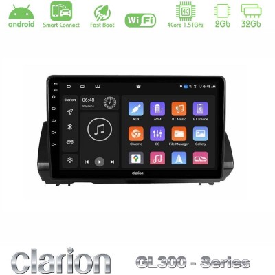 Clarion GL300 Series 4Core Android ClarionOS 2+32GB Dacia Sandero/Logan/Jogger 2022- Navigation Multimedia Tablet 9" Με Carplay 