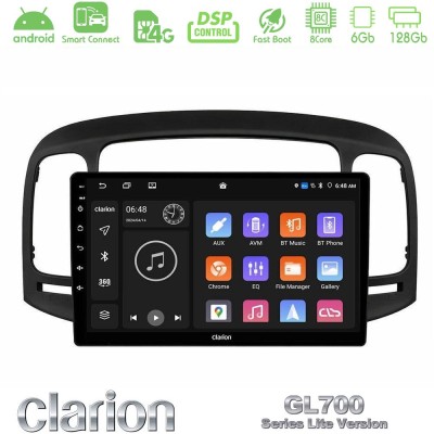 Clarion GL700 Lite Series 8Core Android ClarionOS 6+128GB Hyundai Accent 2006-2011 Navigation Multimedia Tablet 9" Με Carplay & 