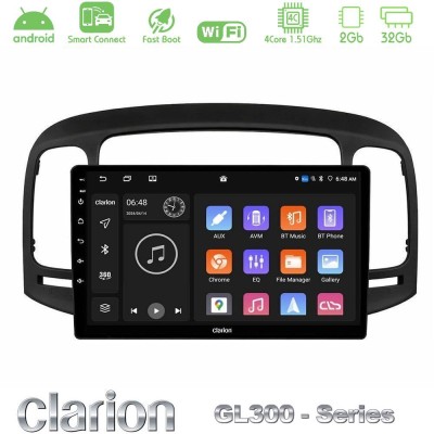 Clarion GL300 Series 4Core Android ClarionOS 2+32GB Hyundai Accent 2006-2011 Navigation Multimedia Tablet 9" Με Carplay & Androi